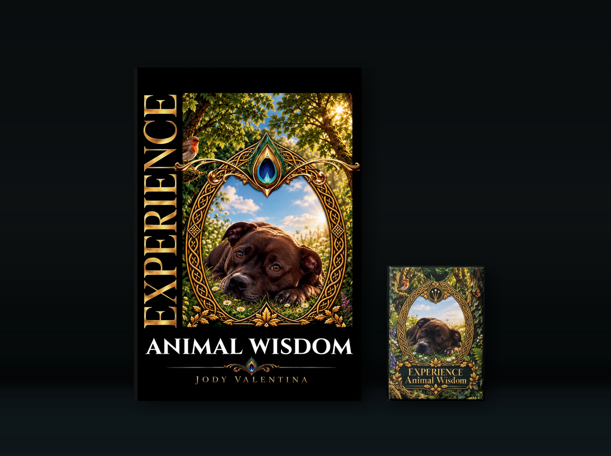 Book and Animal Wisdom card deck shown to scale